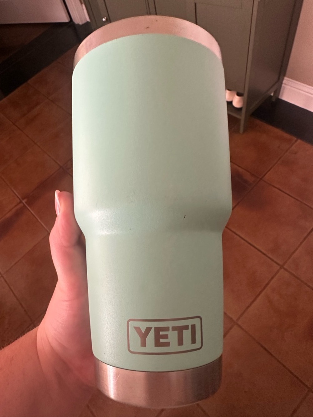 Yeti Rambler Tumbler in Seafoam and Stainless